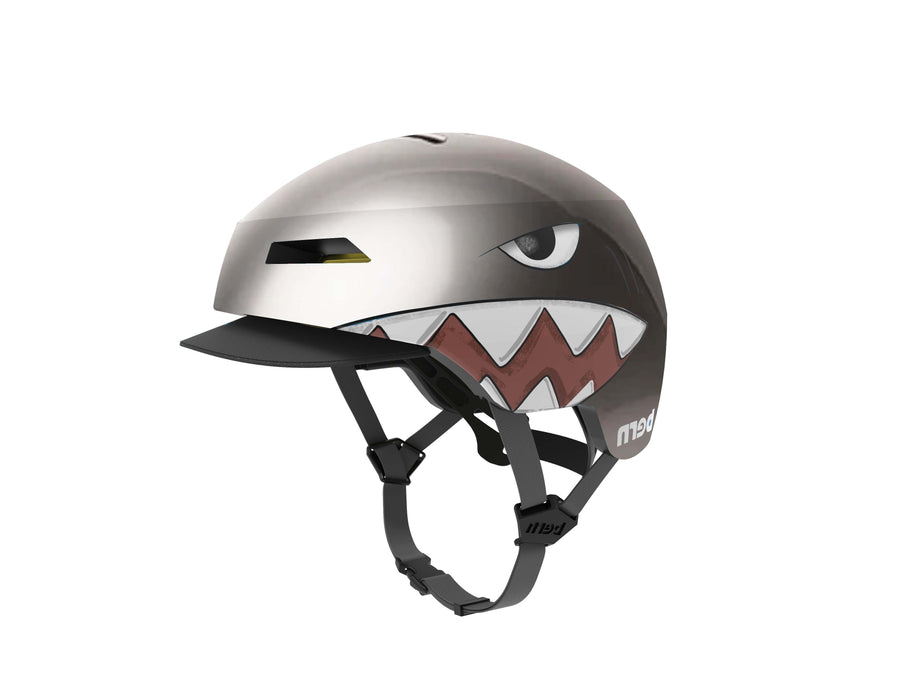 CASQUE BERN NINO 2.0 METALLIC SILVER SHARK BITE